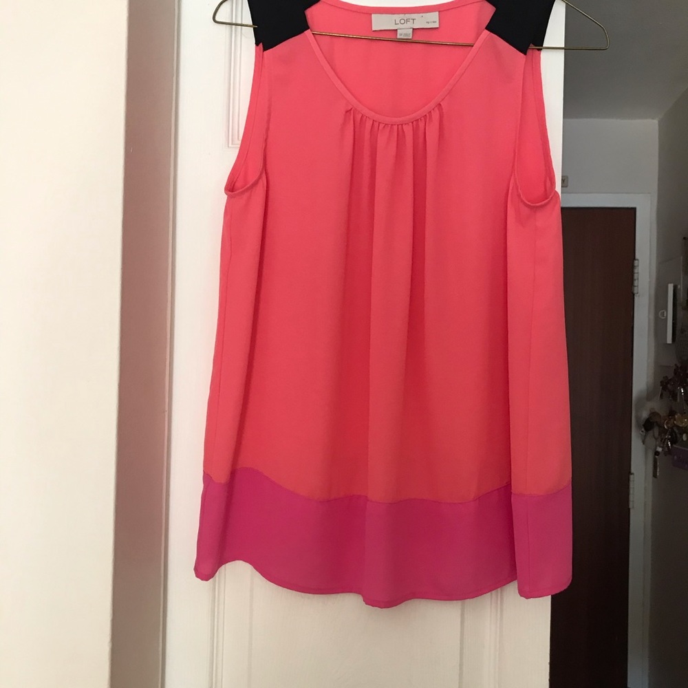 LOFT Coral, Pink, & Black Top